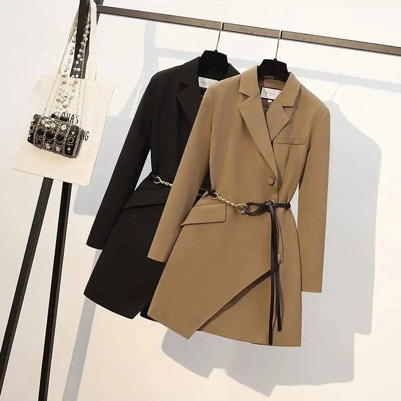 Dámske šaty Windbreaker Dámske 2022 Nová špičková jarná jesenná jesenná bunda Dámska sako s blazerom s pásom Black Khaki Trench 668