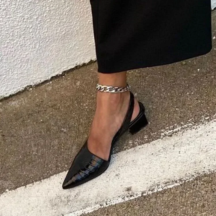 Dámske špicaté prsty na nohách stredné päty päty Slingback sandále Sandals Summer nová vinobranie žena dámy ženské sandále sandals klzpers topánky