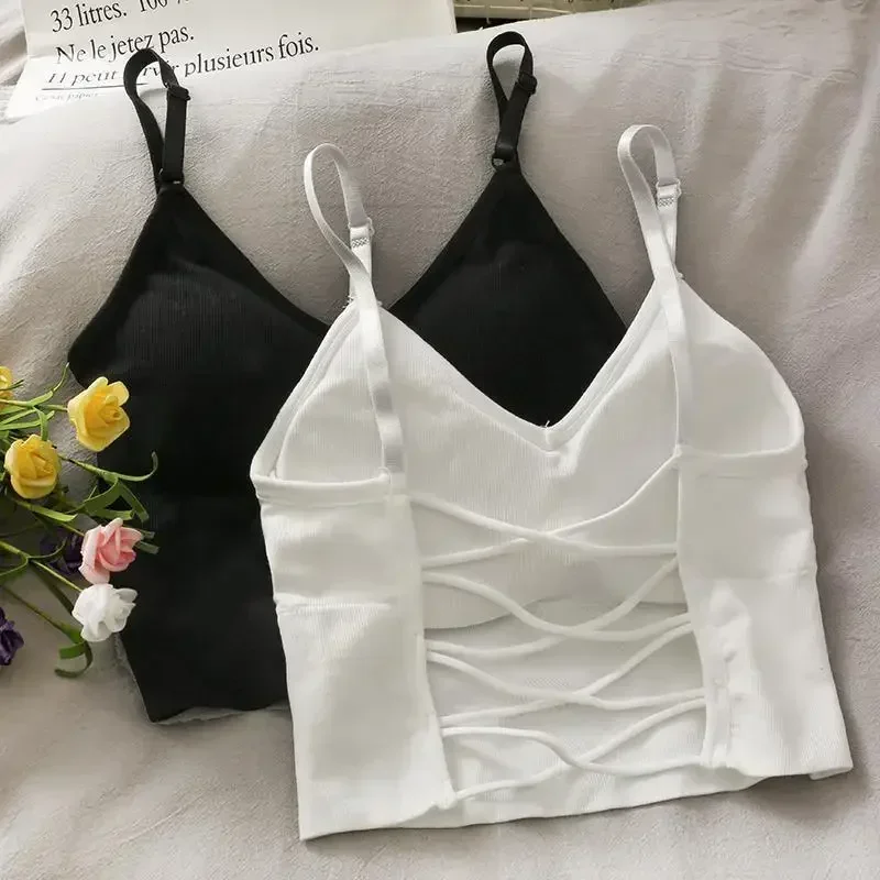 Dámske športové vrcholy sexy tank top ženy vstavané v podprsenke tuhé farebné camis pre ženy, plodina, vrchol z camisole bez rukávov