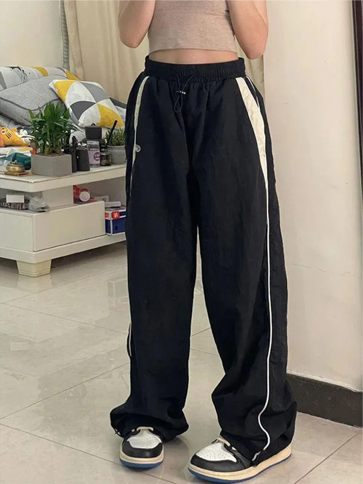Dámske šírky nohavíc Nákladné nohavice Príležitostné črepky Streetwear Elastické pásové tepláky uvoľnené joggery hip hopové vrecká nohavice