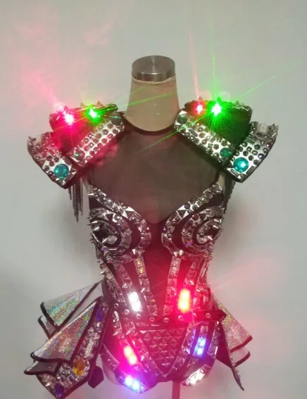 Dámsky nočný klub LED oblek sexy žien laserové kostýmy LED Dievčatá Disco LED ľahké šaty cosplay halloween tanečné oblečenie