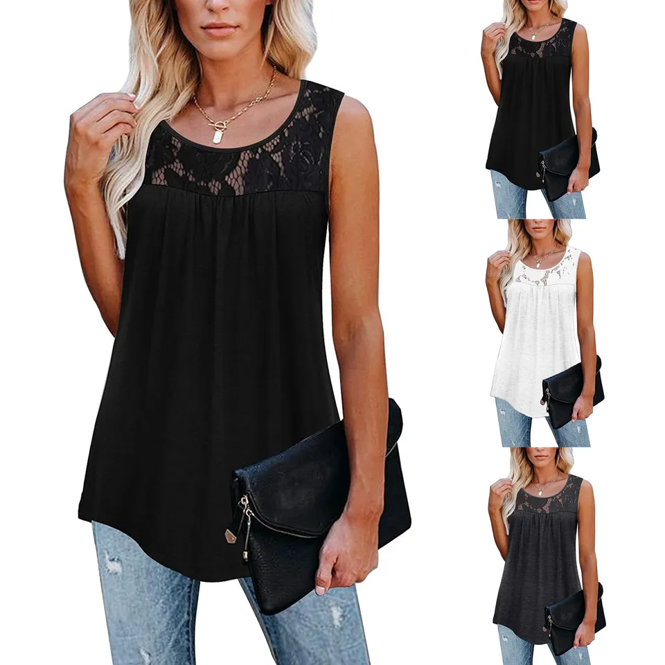 Dámsky tank top sexy bez rukávov čipky aktívne nádrže Tops