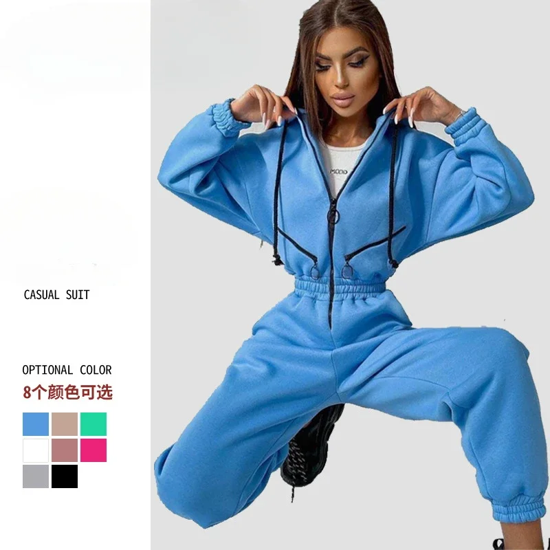 Dámsky vysoký pás One Piece Fitness Sports Striecksuit Winter Cast Hooded Bodysuits dlhé nohavice ženské cvičebné stopy nohavice