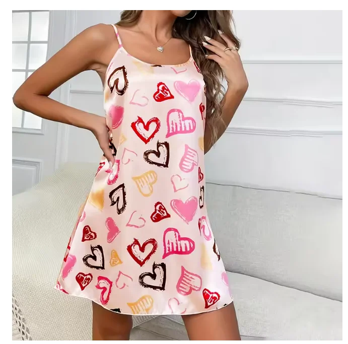 Dámy sexy popruh nočná košeľa NightDress Dámska sexy spodná bielizeň hodvábok Satin Sleepwear kvetinové pinting nočné oblečenie Mini šaty