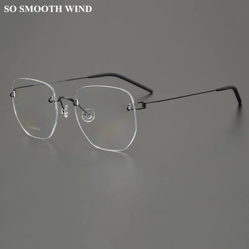 Dánska značka Rimless Titanium Gule Rám bez skrutkových mužov Ženy štvorcové okulia
