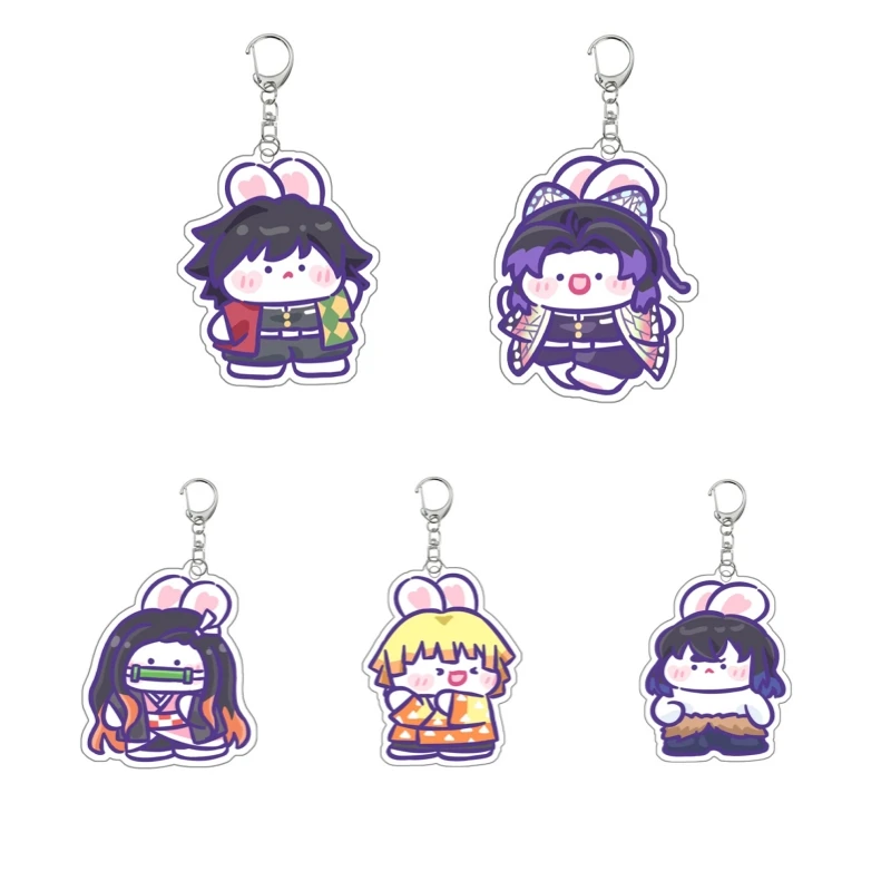 Démon Slayer Giyu Tomioka Kochou Shinobu Keychain anime Periférny roztomilý batohový prívesok