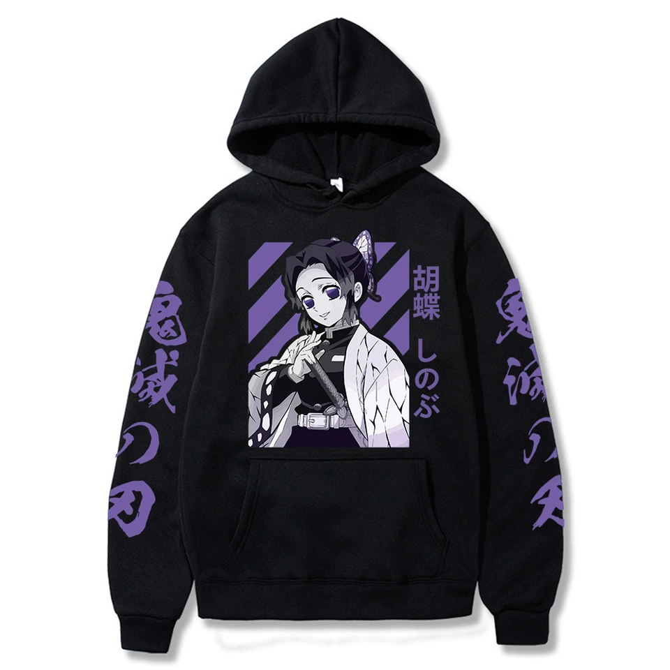 Démon Slayer Japan Anime Muži a ženy mikiny s dlhým rukávom shinobu kocho plus veľkosť mikiny unisex
