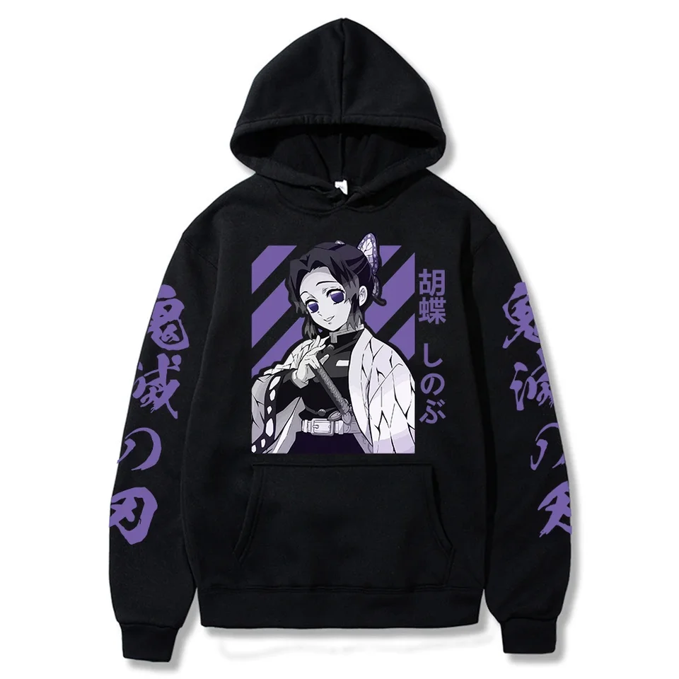 Démon Slayer Japan Anime Muži a ženy mikiny s dlhým rukávom shinobu kocho plus veľkosť mikiny unisex