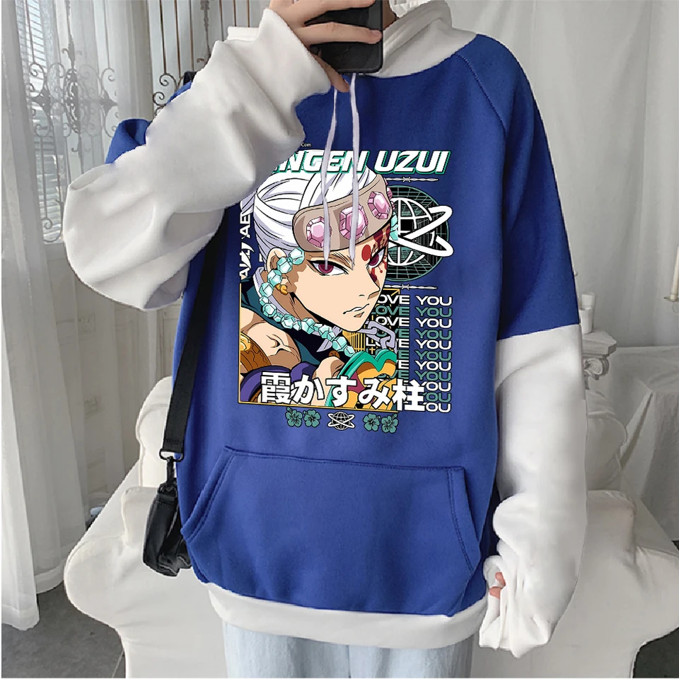 Démon Slayer Kimetsu no Yaiba s dlhým rukávom Módny športový štýl Simple Classic Anime Street Presed Trend Vysoko kvalitné mikiny