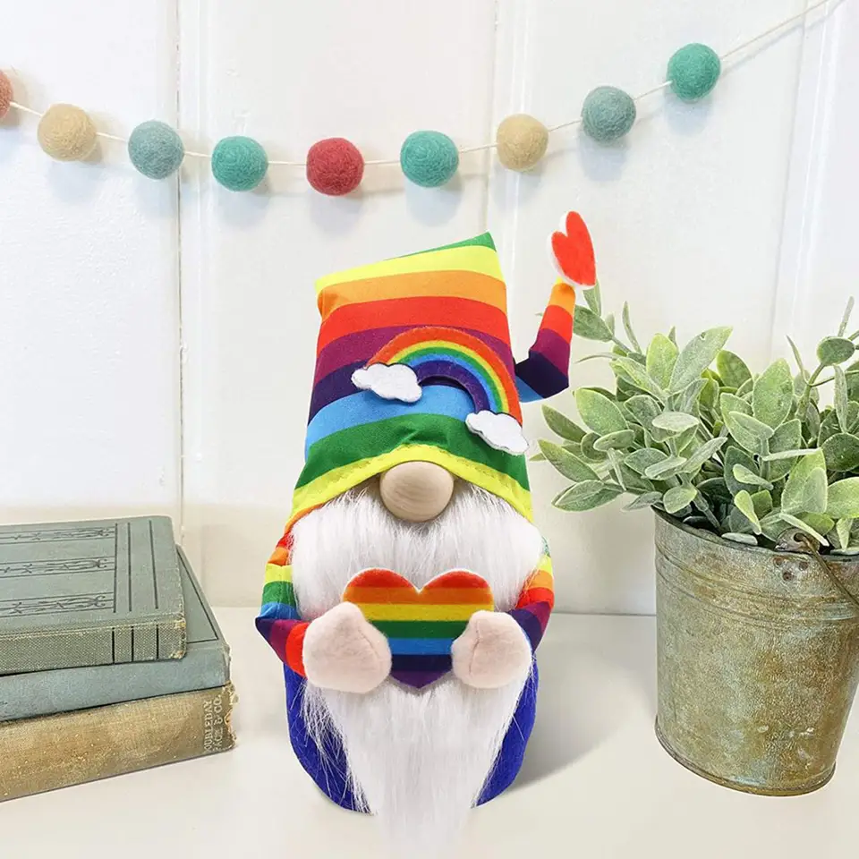 Dúha Gnome Doll Gnome s bielym bradou bez tváre Doll Nordic Norris Home Decor Decise Up Darček