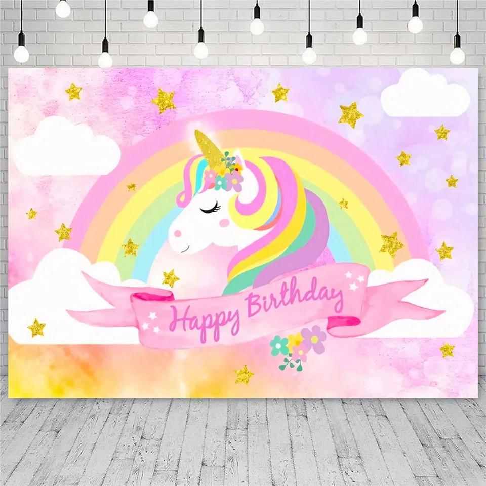 Dúha jednorožec téma Rainbow Pegasus dievča 1. narodeninové oslava novorodenca pre bábätko