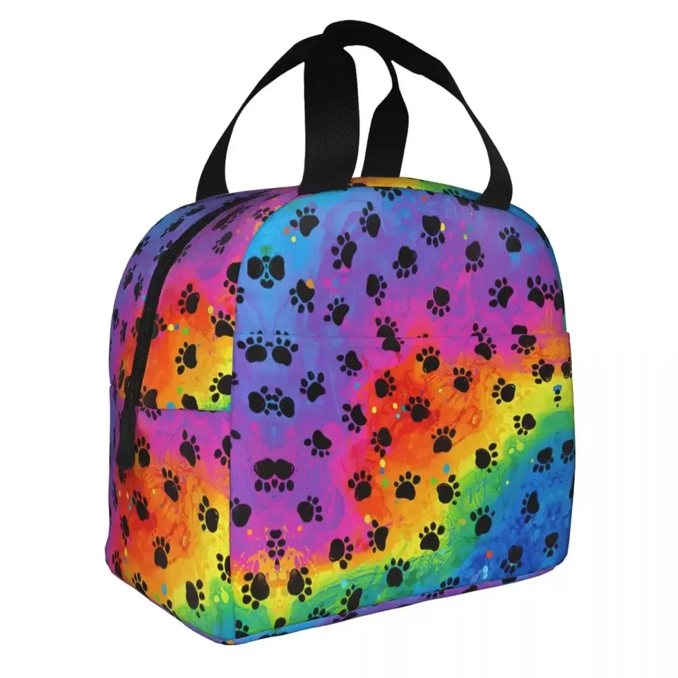 Dúhová labka izolovaná obedové tašky Chladiaca taška na obed Obed Cant Cant Cat High Capacity Lunch Box Tote Food Bag School Outdoor