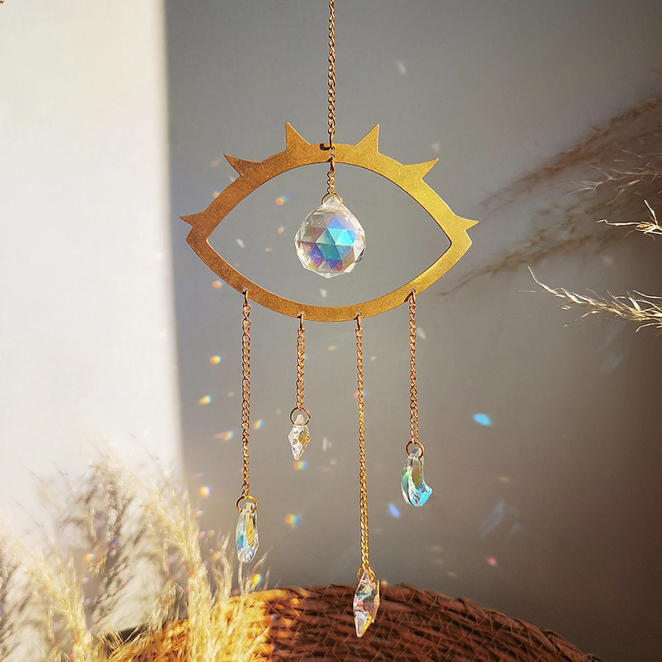 Dúhový hranol zlo očné slnečné catcher krištáľové dekorácie farebné sklo Suncatcher krištáľové auto visiace ornament okenné výzdoba záhrady