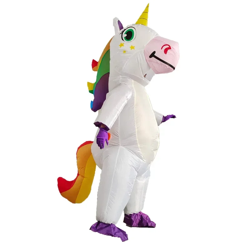 Dúhový nafukovací kostým pre dospelých jednorožec Funny Blow Up Suit Carnival Festival oblečenie anime cosplay šaty oblečenie JS6