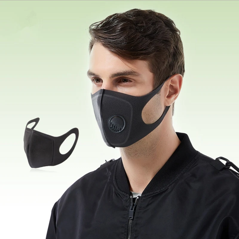 Dýchací ventil Ochranné masky na tvár Unisex čierny prach z bavlny Anti Prach Mask Mask Cover Pm2.5