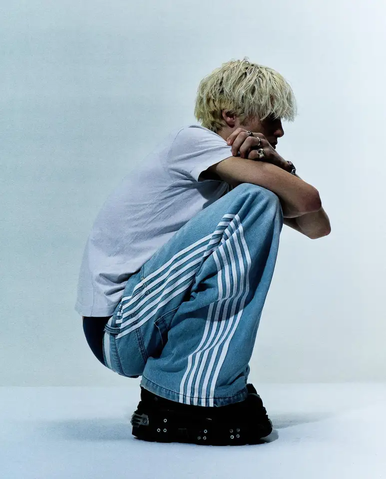 Džínsy Streetwear Y2K Harajuku Hip Hop Stripe Grafický retro modrý vreckový džínsy pánske dámske dám