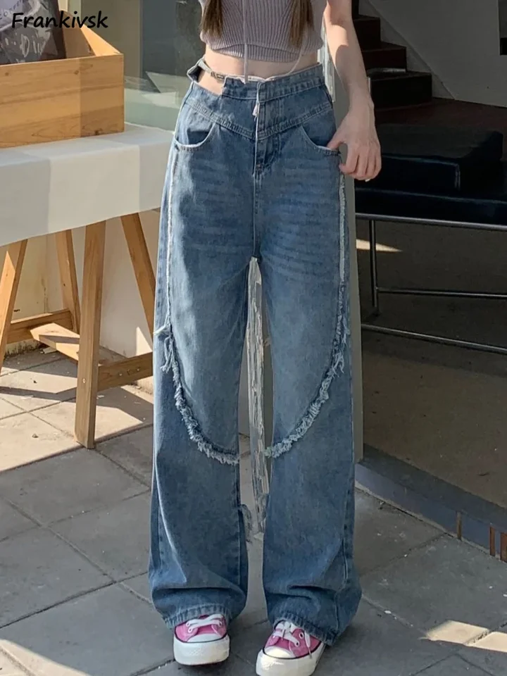 Džínsy Ženy Niche dizajn Solid trendy All-Match Y2K Streetwear Študenti mladistvé nohavice kancelária Lady Leisure retro elegantná elegantná elegancia