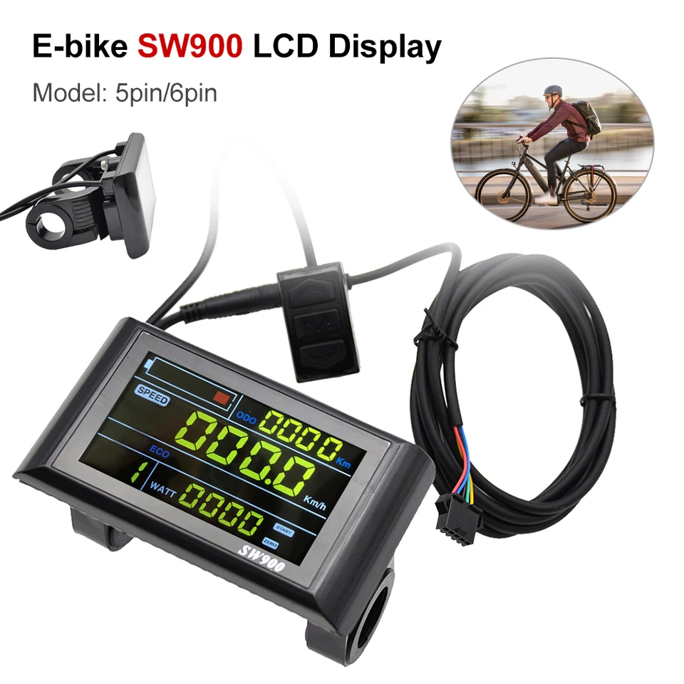 E-bicykel SW900 LCD Ovládací panel na rýchlosť displeja 24-60V 5/6pin kábel Adaptér KABEL ELEKTRICKÝ SÚBOR BICYCLE LCD DISPLAT CYCLING ACTION