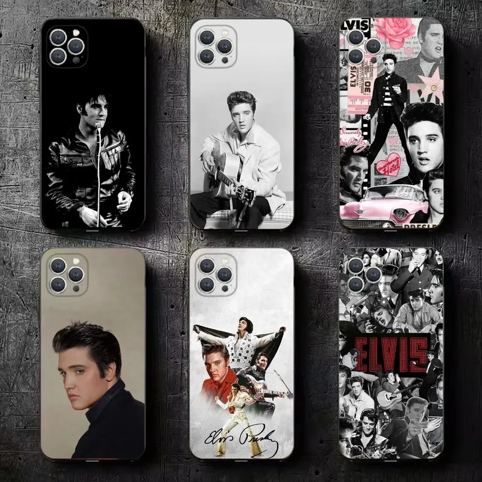 E-Elvis P-Presley Singer Telefón pre iPhone 16,15,14,13,12,11, plus, Pro Max, XS, X, XR, SE, MINI, 8,7 Soft Silikone Black Cover