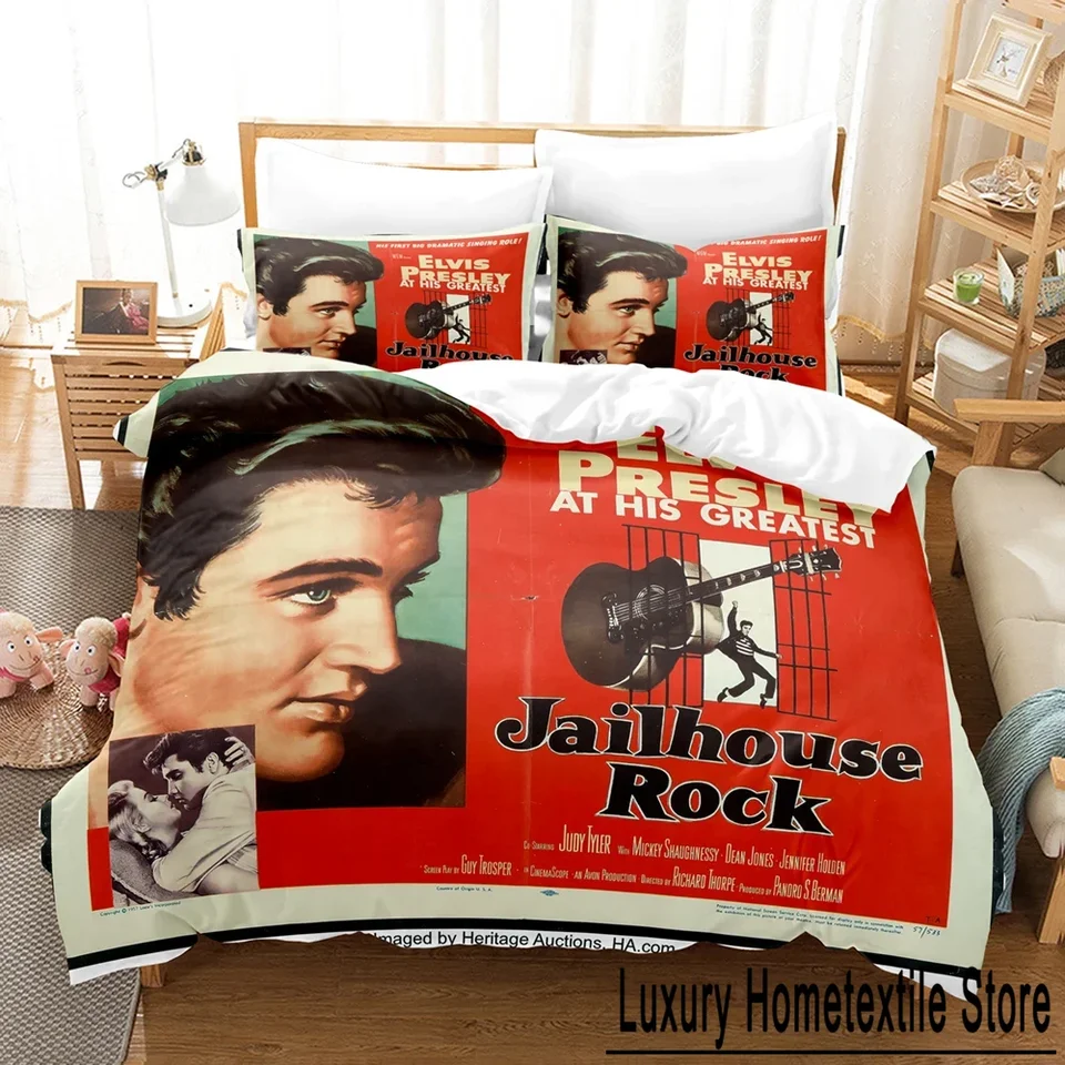 E-Elvis Presley Retro Retro Bedding Set Duvet Cover Spálňa pokrýva pokrývky jednej dvojča King Veľkosť prikrývky Domov Textil 2/3ks