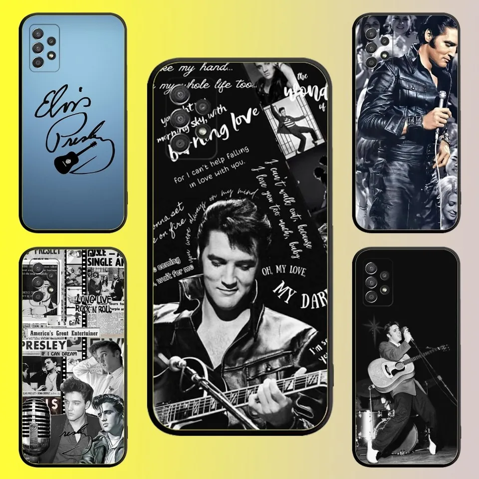 E-Elvis Singer P-Presleies Pase pre telefón Samsung Galaxy A13, A21S, A22, A31, A32, A52, A53, A71, A80, A91 Soft Soft Black Shell