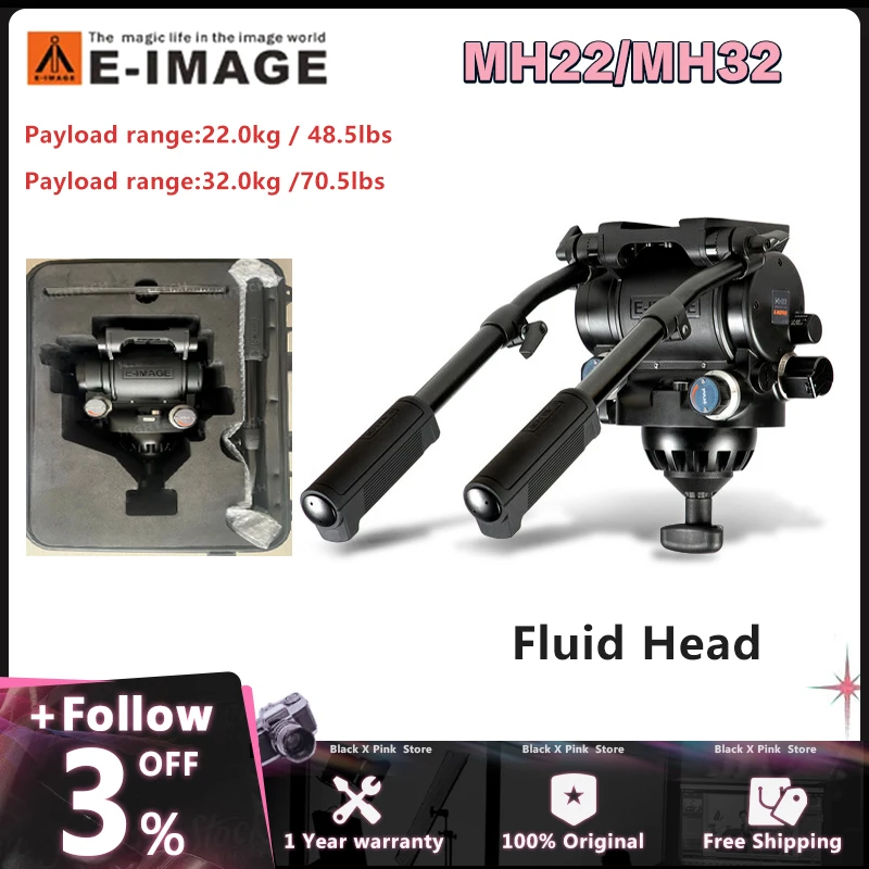 E-Image MH22 MH32 100 mm Profesionálny ťažký kamerový remordový statív tekutina hlava 32 kg užitočné zaťaženie