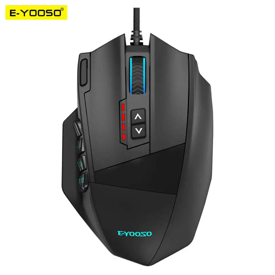 E-Yooso X-39 USB káblové RGB Gaming Mouse 16400 DPI PAW3327 19 Tlačidlá Programovateľné hry Optické myši pre počítačový PC laptop