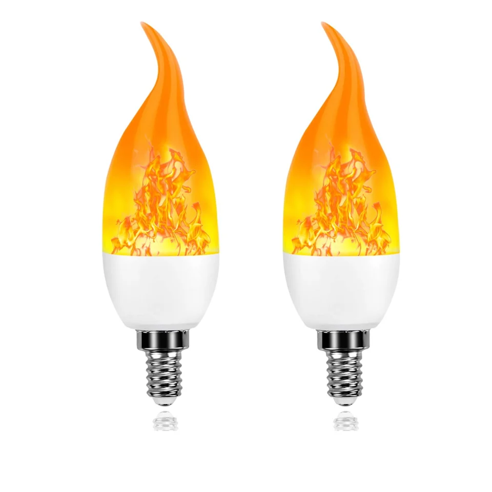 E14 LED simulované žiarovky Flame 7W 9W E27 85-265V 220V Kukuričná lampa blikajúca LED sviečka Dynamický plameňový efekt pre domáce svetlo