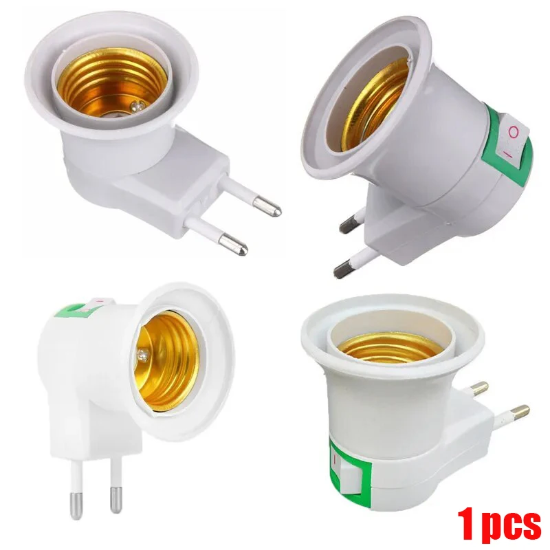 E27 LED svetlo žiarovka žiarovky Skladací držiak na základňu EU Plug Adaptér zapnuté/vypnutia Whiteswitch E27 zásuvka zásuvka s objímkou ​​1 pcs 1pcs