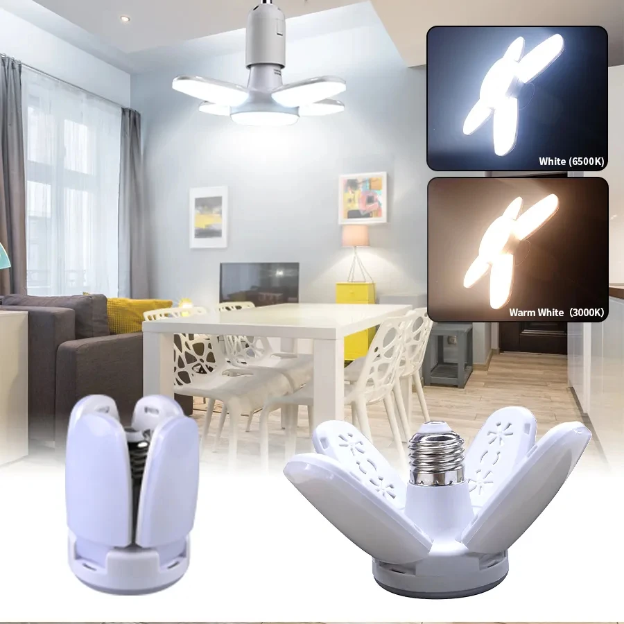 E27 Skladacia látka 28W LED žiarovka AC220V 40 Deformácia žiarovky pre domáce stropné svetlá skladu a garáž biele svetlo6500k žiarovka