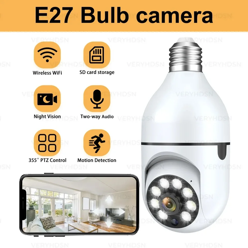 E27 žiarovka WiFi sledovacia kamera bezdrôtové nočné videnie HD Automatické ľudské sledovanie Securita