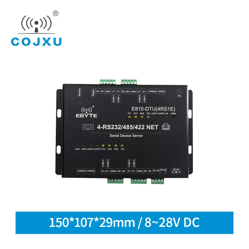 E810-DTU (4RS1E) Ethernet Serial Port Server RS422 RS485 RS232 4 Kanál 32bit procesor Modbus RTU UDP TCP DataTransceiver