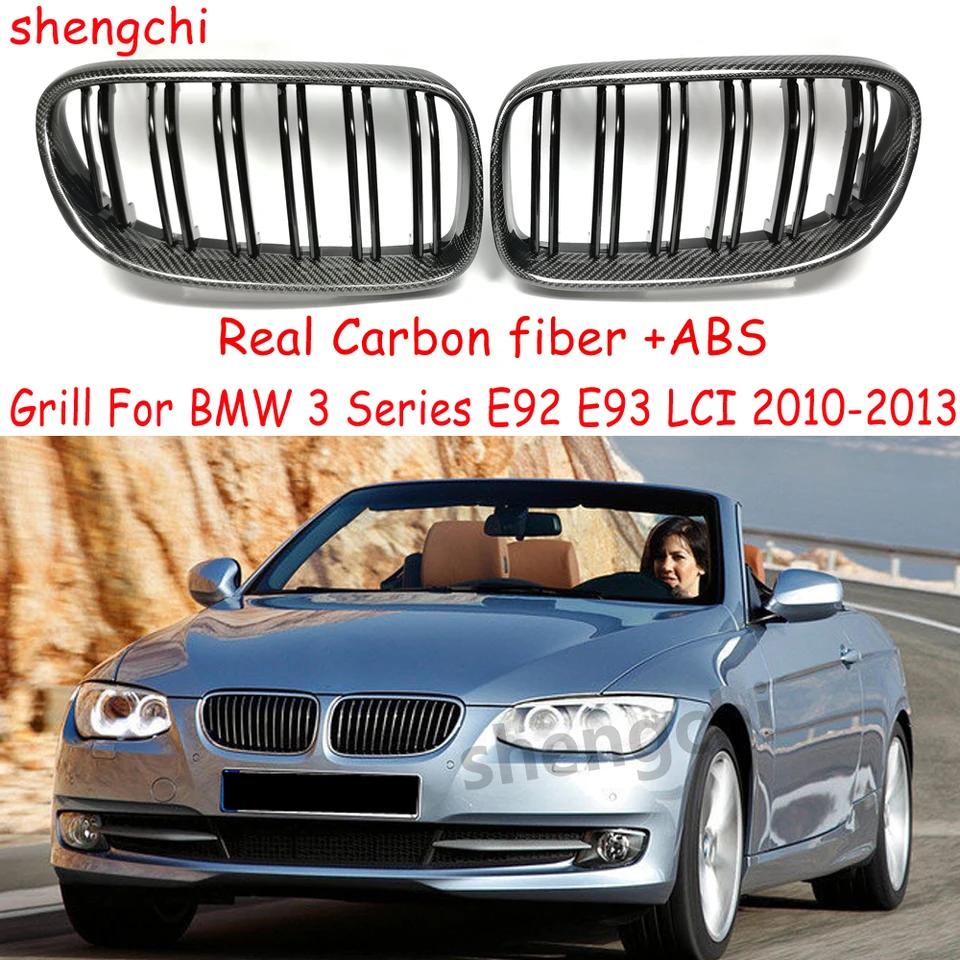 E92 E93 LCI Real Carbon Fiber Front Bumper pre mriežku pre BMW 3 Series E92 Coupe E93 Convertible 316i 318i 320I 325i Grill 2010-2013