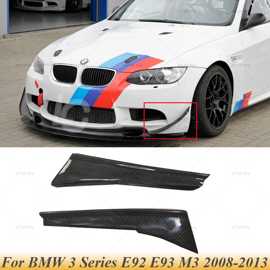 E92 Uhlíkové vlákno predné nárazníky Bočné čalúnenie Canards Fins Sticker G STYLE STYLE Auto pre BMW 3 Series E92 E93 M3 2008-2013