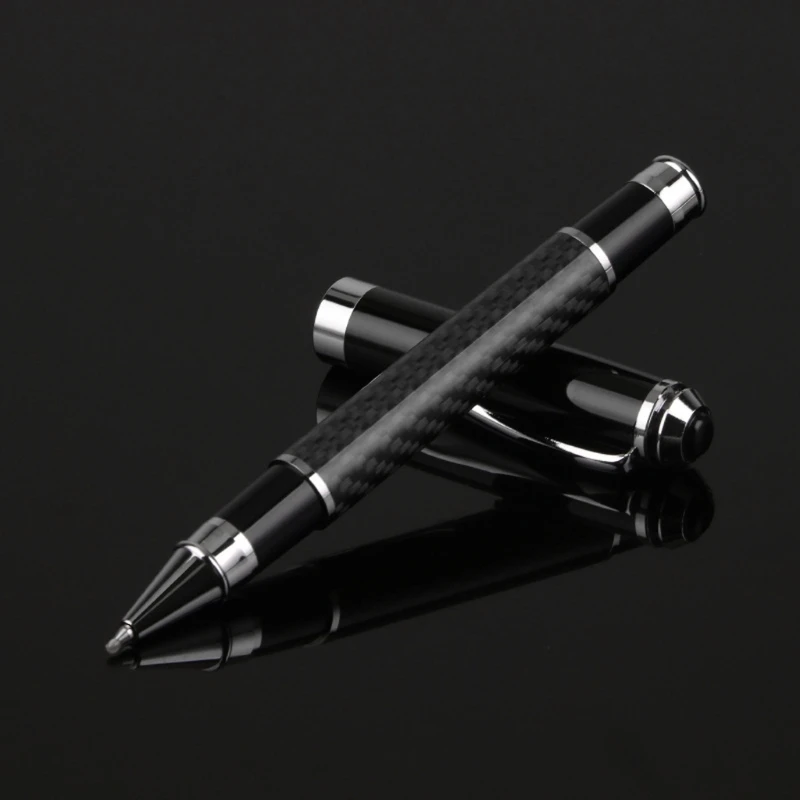 E9LB uhlíkové vlákno gél Gelpoint Ballpoint Pen Black Business Písanie Office School Supplies