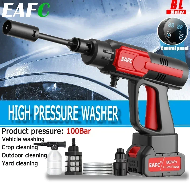 EAFC 100BAR Wireless Car Wast Machiner Brushless bez bezdrôtového automobilu Čistenie sprej Gun Home Nástroj pre batériu Makita 21V