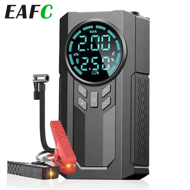 EAFC CAR Jump Starter a vzduchové čerpadlo Powerbank Lighting Air Compressor 4 v 1 autá batériu Štartovanie 1220psi Auto Electric Pneuľke nafúknutie