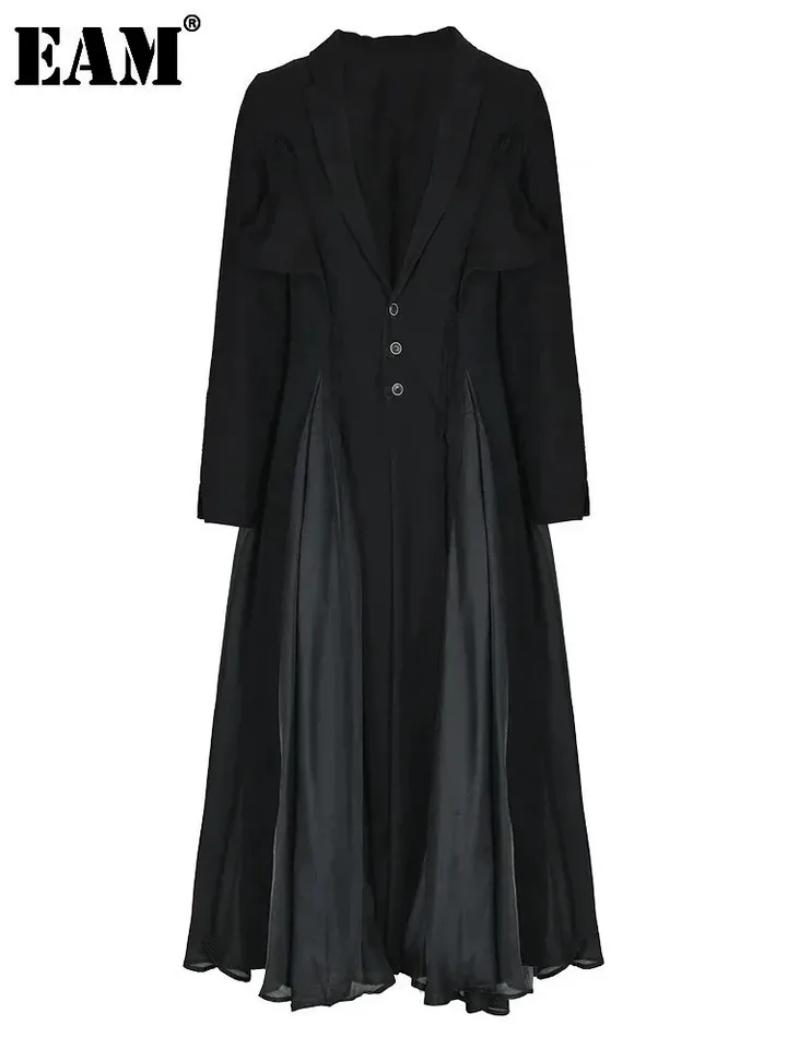 Eam béžová skladaná bielizeň dlhé elegantné elegantné šaty Ženy Nový klopný krk dlhý rukáv Long Fit Fast Fashion Tide Spring Jeseň 2025 3W6617