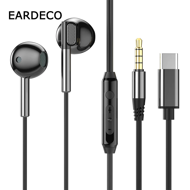 Eardeco káblové slúchadlá 3,5 mm/typ-c bass hifi káblové slúchadlá slúchadlá Sport Stereo slúchadlá slúchadlá mikrofónu s drôtom