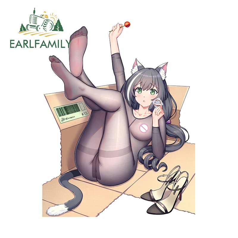Earlfamily 13 cm pre sexy zadok kreatívne nálepka na auto mačka anime dievča Hentai Booty Auto nálepka čierne pančuchy NSFW vinylové príslušenstvo