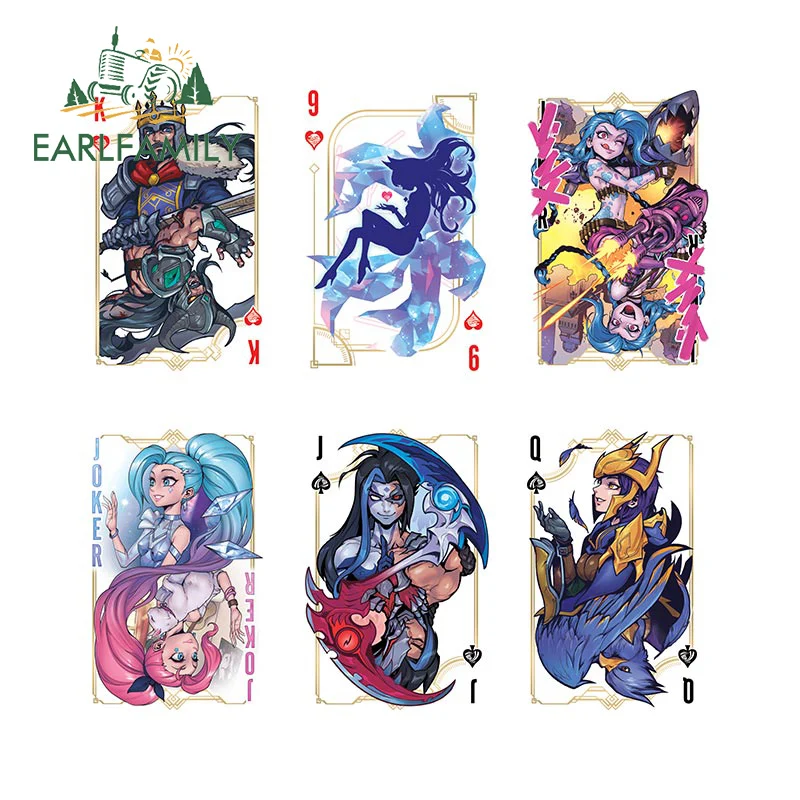 Earlfamily 13 cm za ligu legendy poker Seraphine Shiieda Kayn Jinx Tryndamere Stickers Moderné roztomilé nálepky