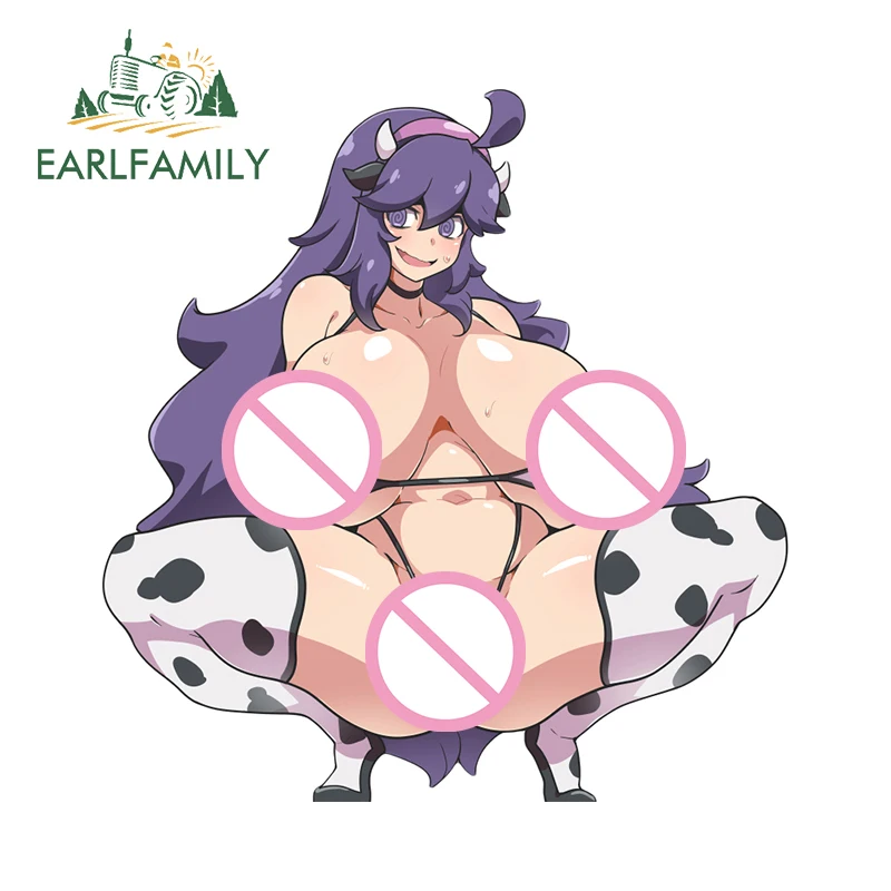 Earlfamily 13cm x 12,5 cm hex Maniac Cow Girl Stickers Sexy obrovské prsia vlasy korisť Hentai Aucesores Succubus ahegao nálepka