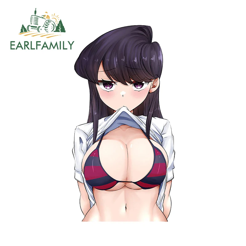Earlfamily 13cm x 6,8 cm Komi hentai prsia obtisky podprsenka anime waifu ahegao školské doplnky