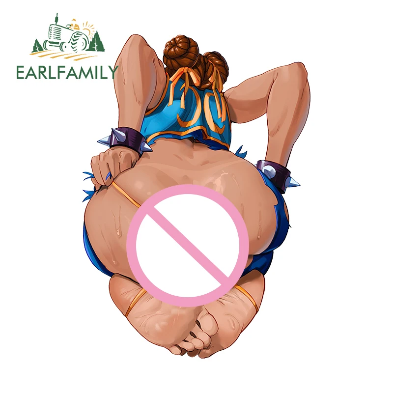 Earlfamily 13cm x 9,1 cm stíhací chun li li hentai zadok slepky na auto jdm nsfw waifu nálepky