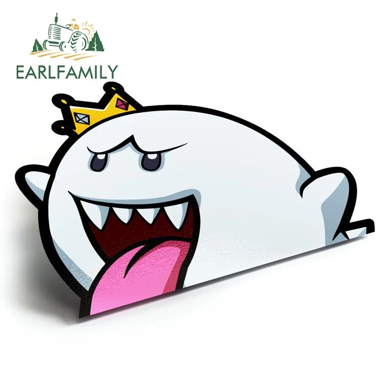 Earlfamily 13cm x 9.1cm King Ghost Peeker Sticker CARER CHIBI Big Head Decal Cartoon Styling