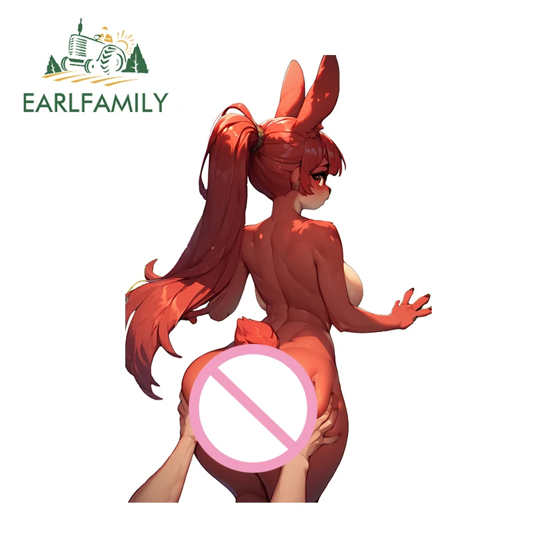 Earlfamily Red Female Orc Stiapky automobilov Sexy zadok králičie štipky na zadok okná nálepka waifu zvierací automobil