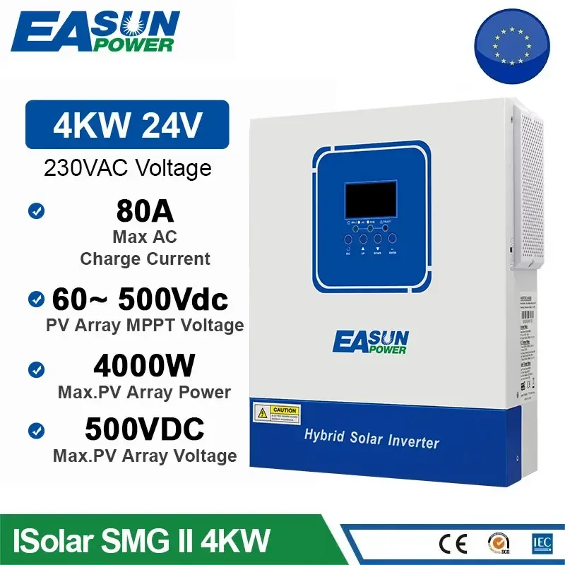 Easun Powland Hybrid Solar Inverter 4KW 2KW Pure Sine Inverter 24V 12V Dropshipping Solar Inverter nabíjačka Inversor Inversor