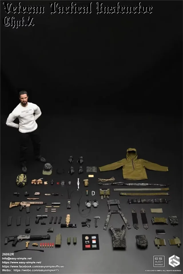 Easy & Simple ES 26062R Veteran Tactical Instructor Teacher Muž plne nastavený akčný model darček pre fanúšikov Zhromaždenie 1/6