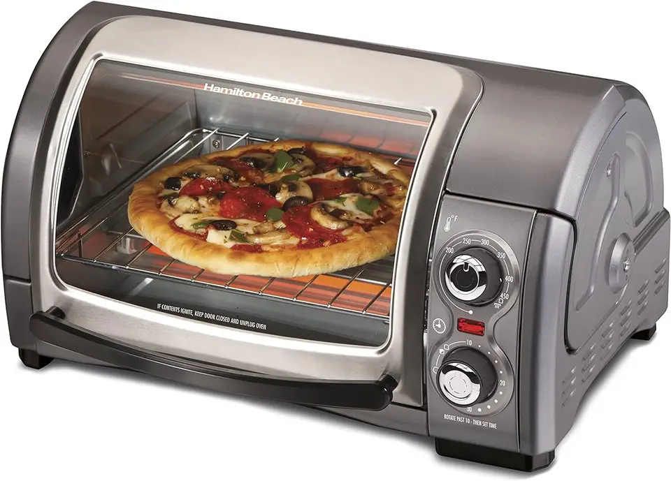Easy Reach 4-Slice Pulttop Hriatia rúra s roll-top dverami, hodí sa 9 ”pizza, 3 funkcie varenia na pečenie, grilovanie a toast