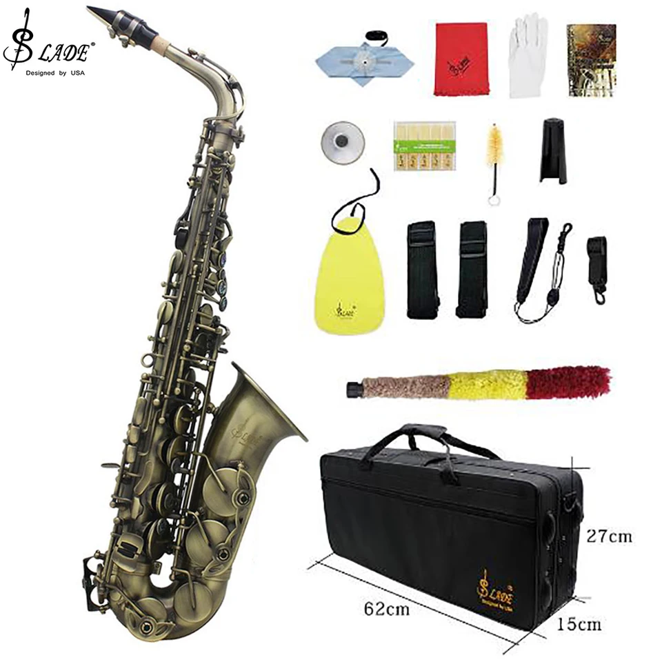 EB Alto saxofón starožitný profesionálny profesionálny drevený prístroj ABALONE ABALONE Kľúč e plochý Sax s prípadmi hudobné prístrojové diely